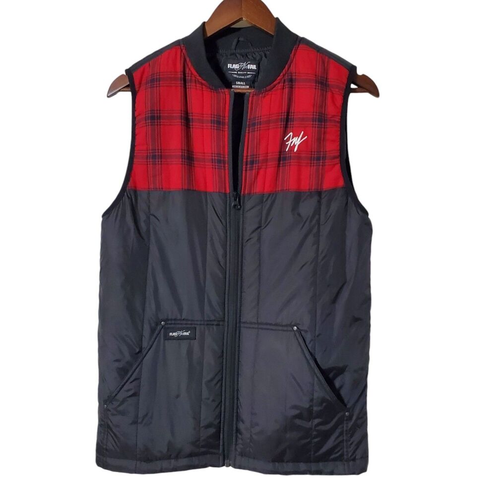 Flag Nor Fail Light Explorer Vest Size S Buffalo Plaid Nylon Ripstop Womens